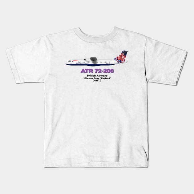 Avions de Transport Régional 72-200 - British Airways "Chelsea Rose / England" Kids T-Shirt by TheArtofFlying